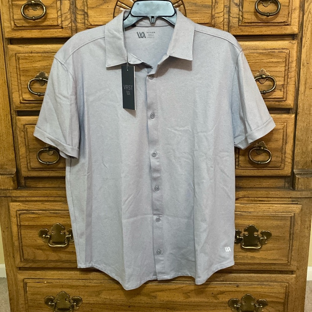 VRST S/S Men's Shirt Gray Size Medium